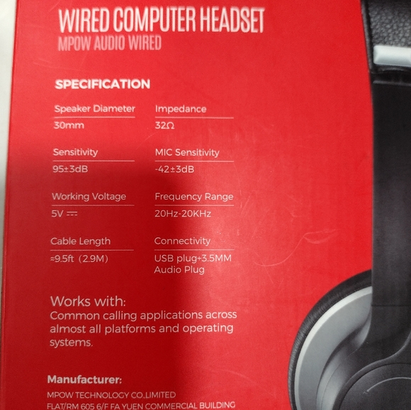 MPOW Wired Computer Headset - Picture 7 of 9